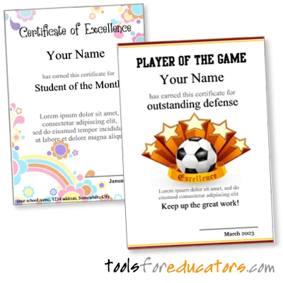 free printable certificates at 123certificates.com