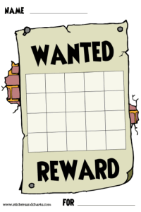reward chart, wanted poster