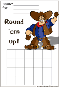 sticker chart for kids, cowboy